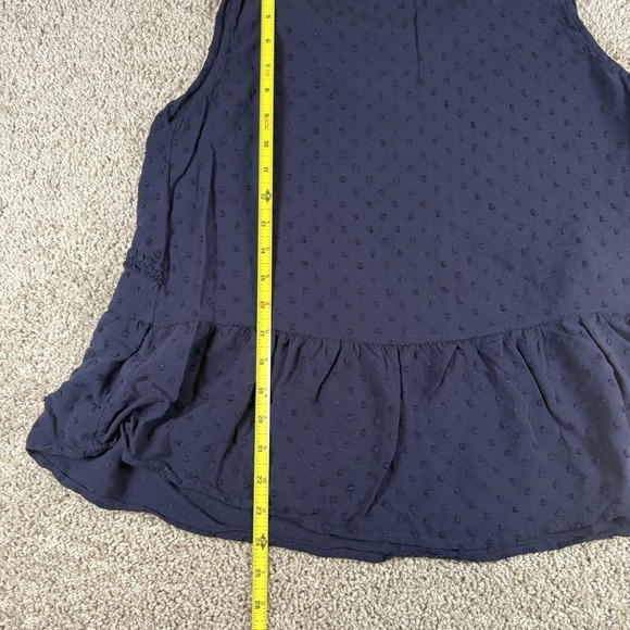 Merona Womens Navy Blue Sleeveless Blouse Eyelet Lace Peplum Top XXL - Picture 4 of 5